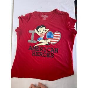 BETTY BOOP American Heros XXL women t-shirt cap sleeves I Love USA